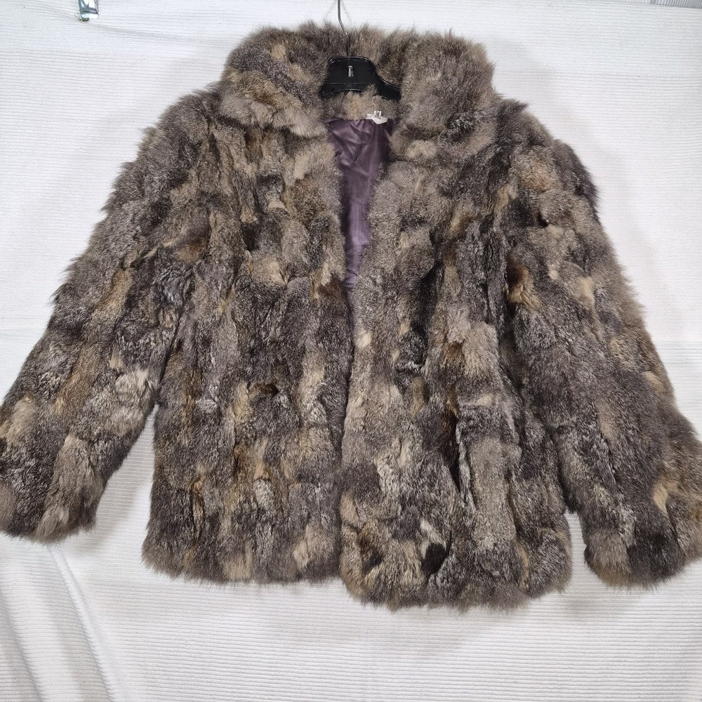 Vintage Opossum Fur Coat Real Natural Fur‎ Jacket Brown Women's Medium Korea